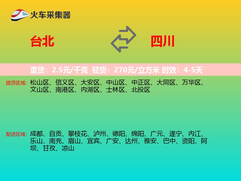 台北到四川物流专线