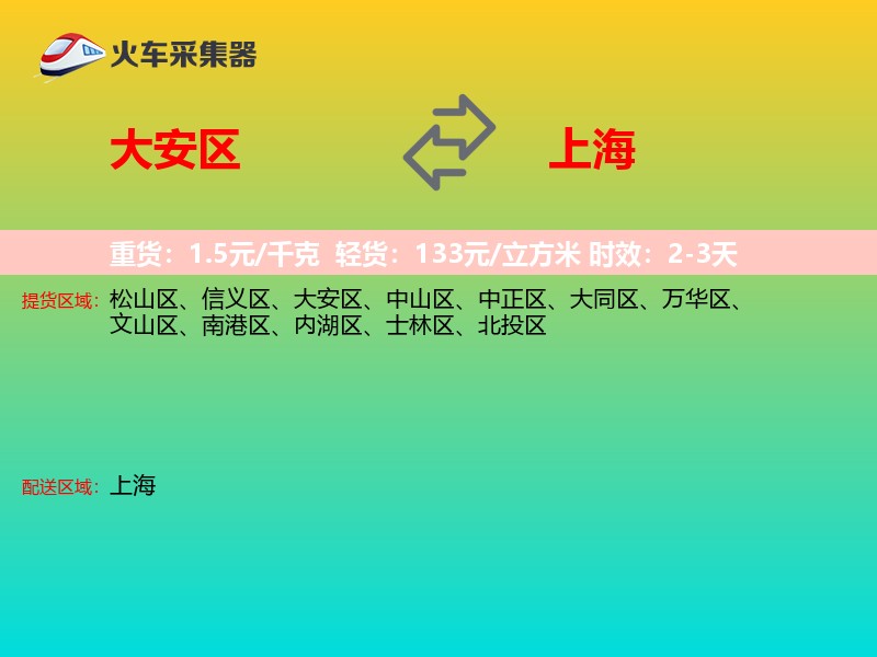 大安区到上海物流专线