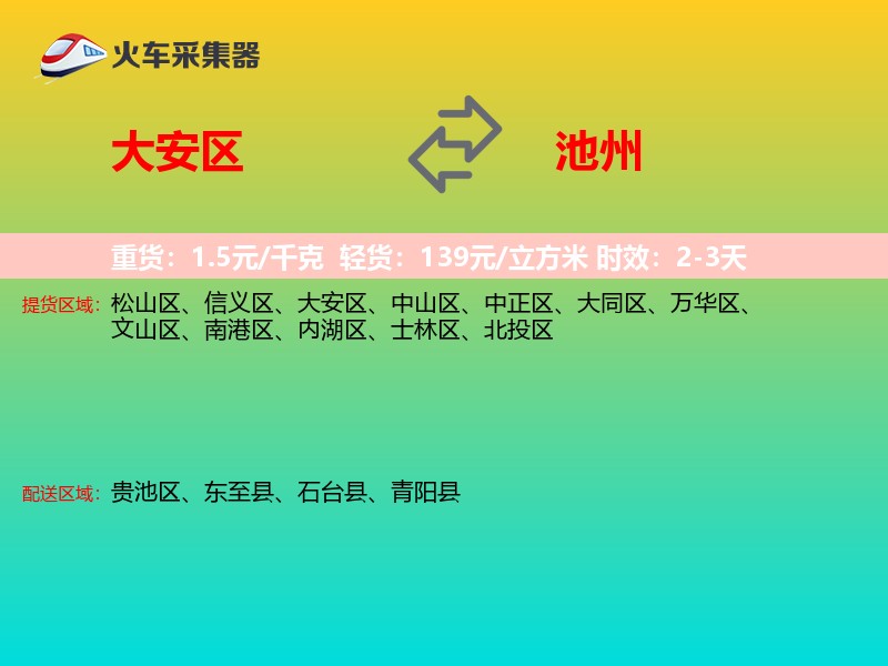 大安区到池州物流专线