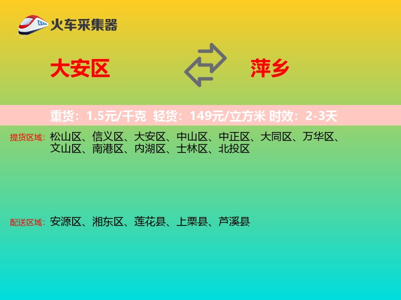 大安区到萍乡物流专线
