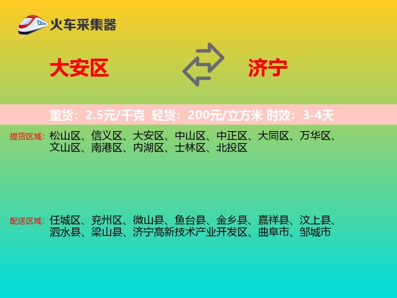 大安区到济宁物流专线