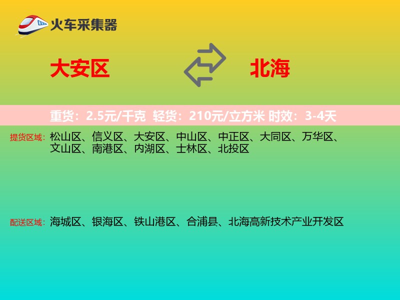 大安区到北海物流专线