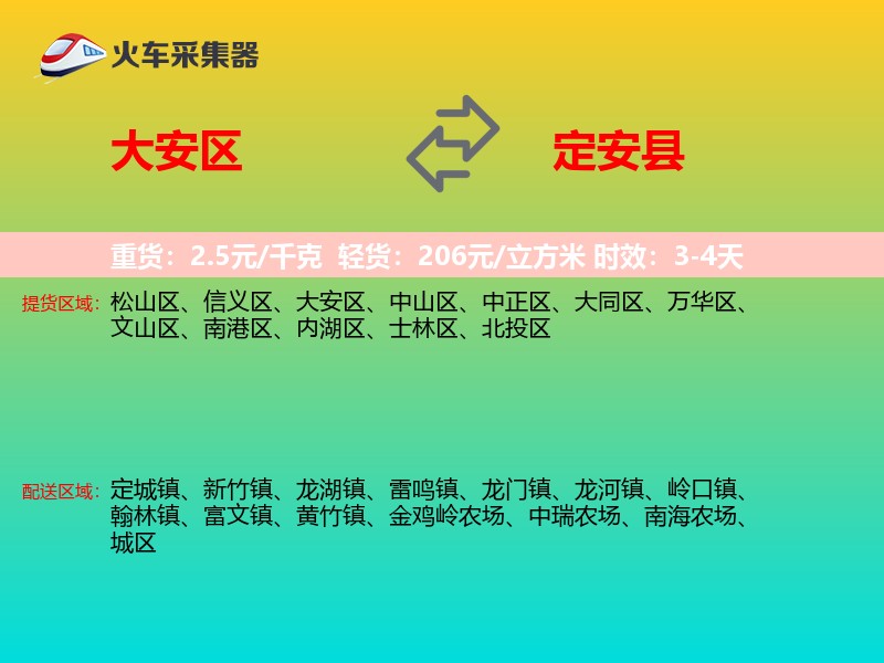 大安区到定安县物流专线