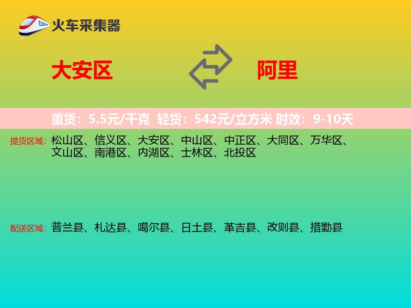 大安区到阿里物流专线