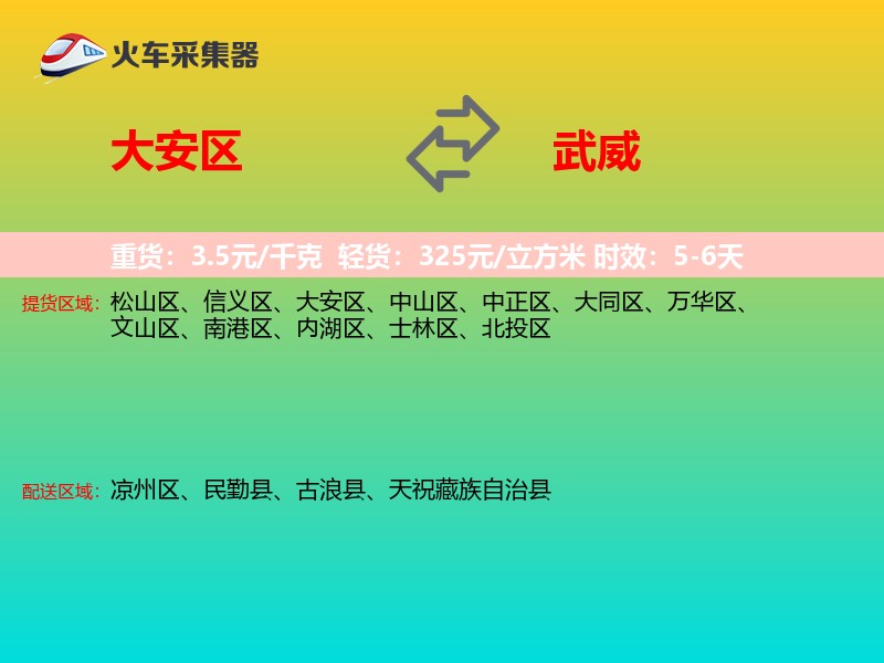 大安区到武威物流专线