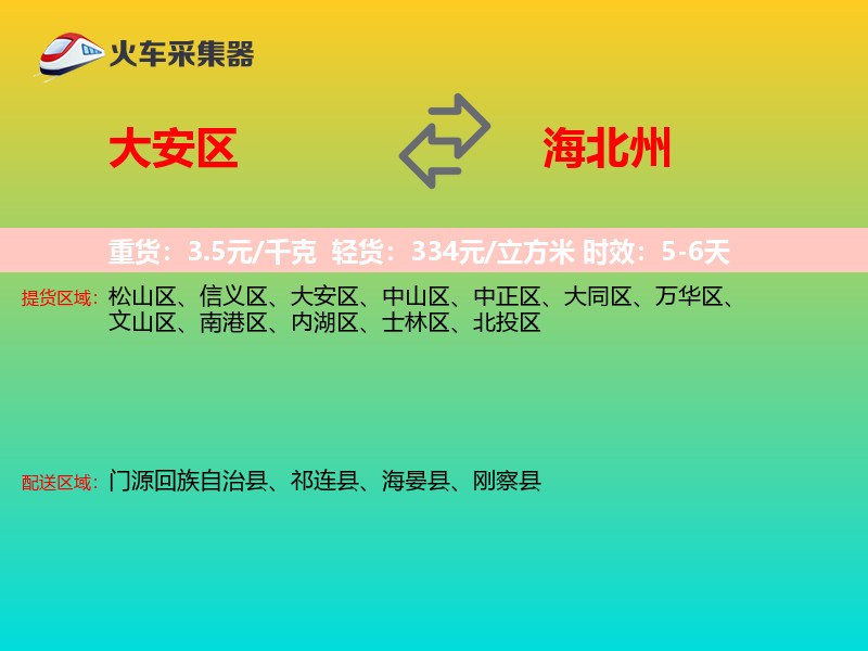 大安区到海北州物流专线