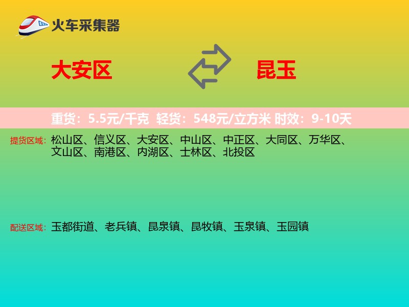 大安区到昆玉物流专线