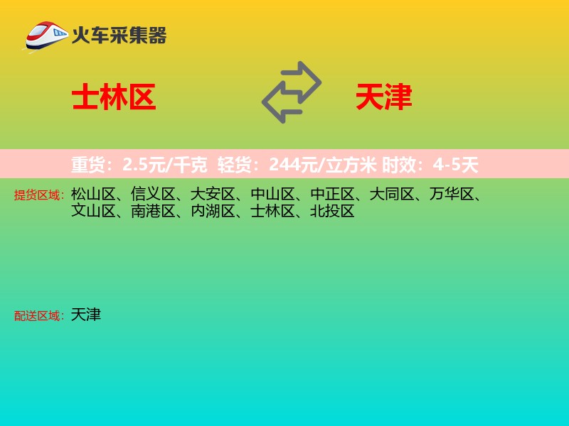 士林区到天津物流专线