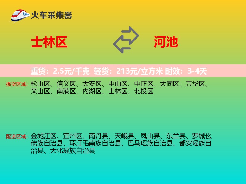 士林区到河池物流专线