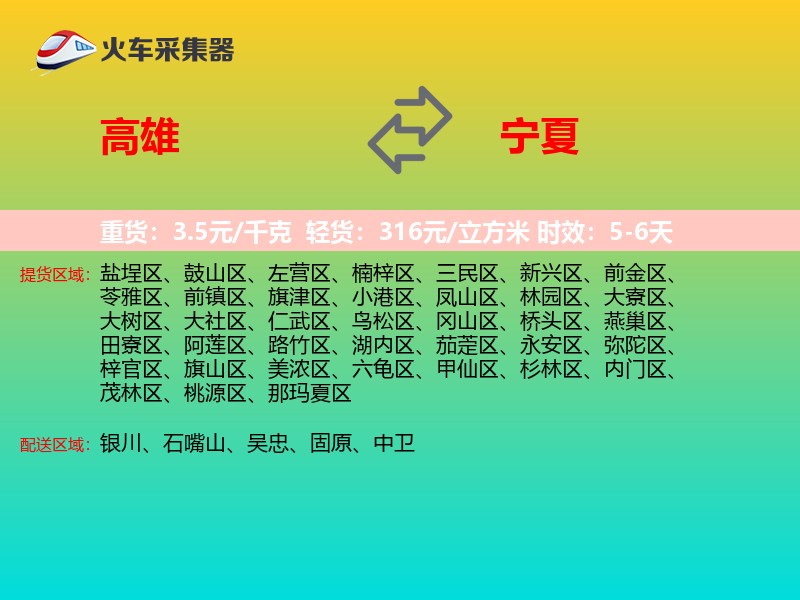 高雄到宁夏长途搬家