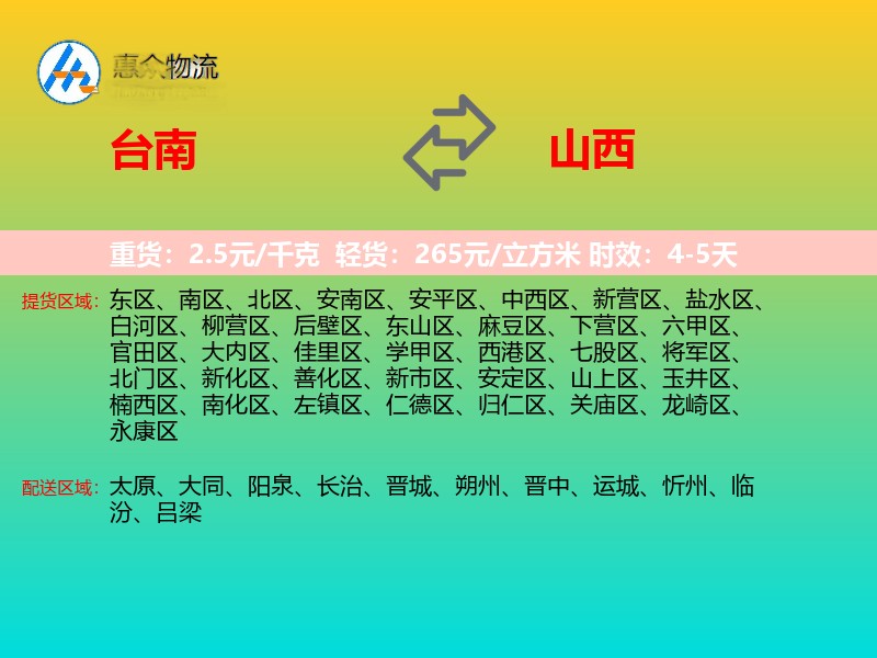 台南到山西长途搬家