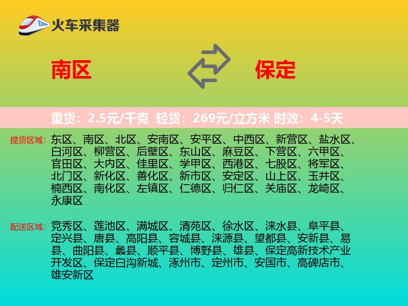 南区到保定物流专线