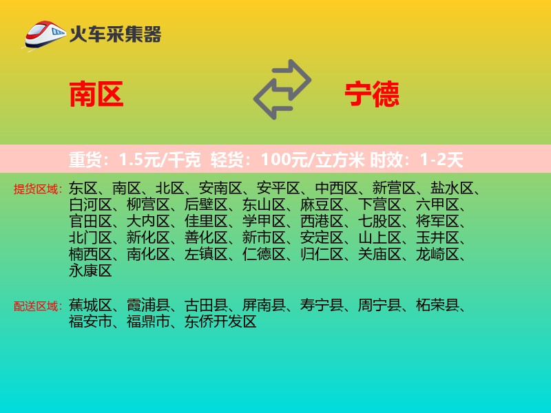 南区到宁德物流专线