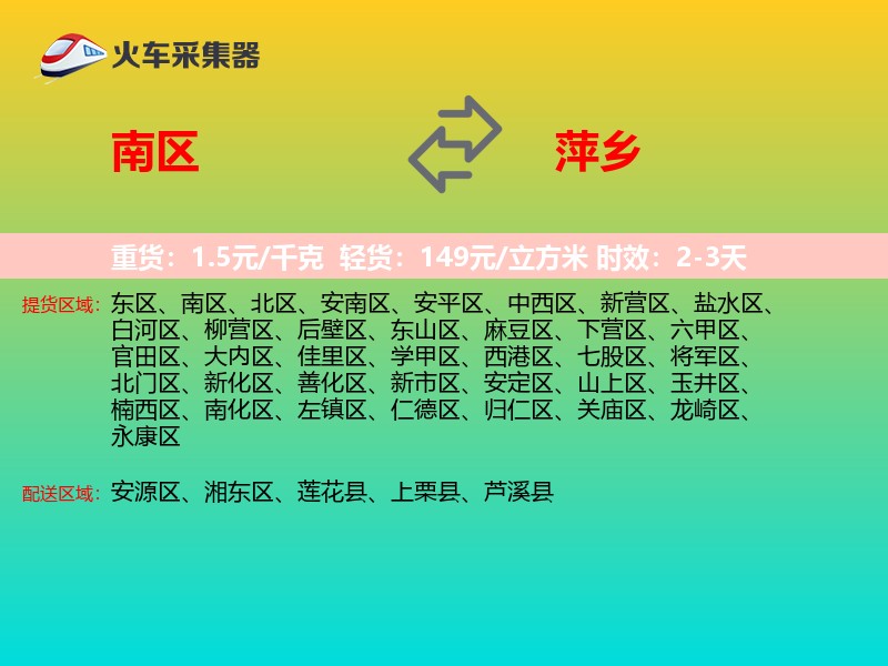 南区到萍乡物流专线