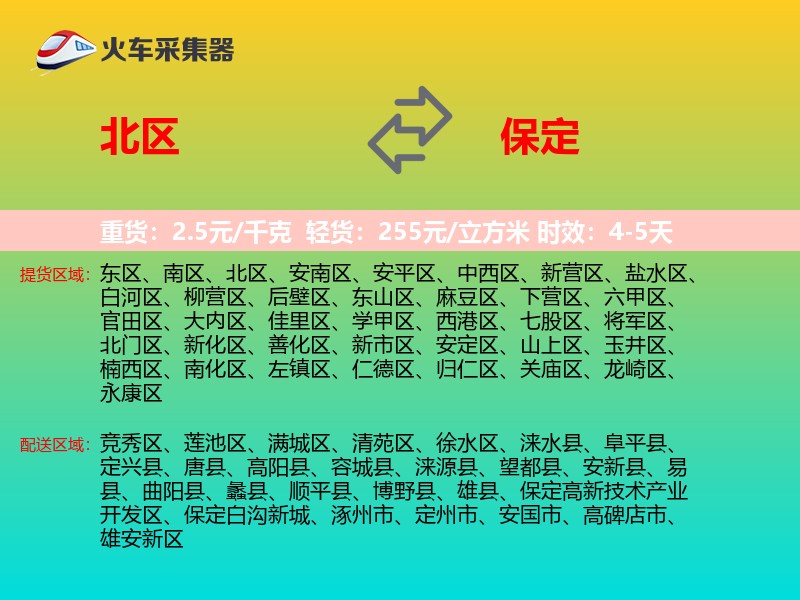 北区到保定物流专线