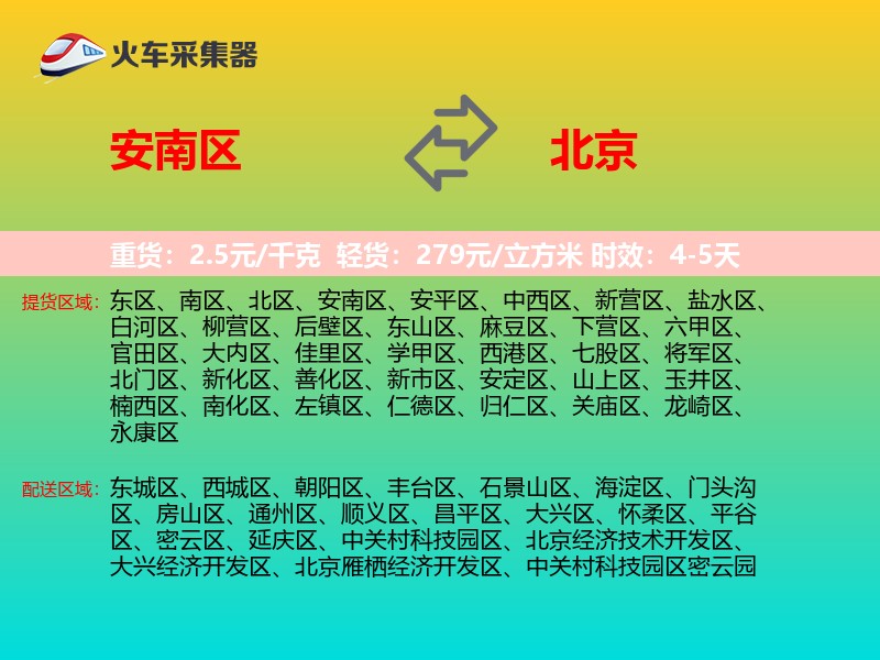 安南区到北京物流专线