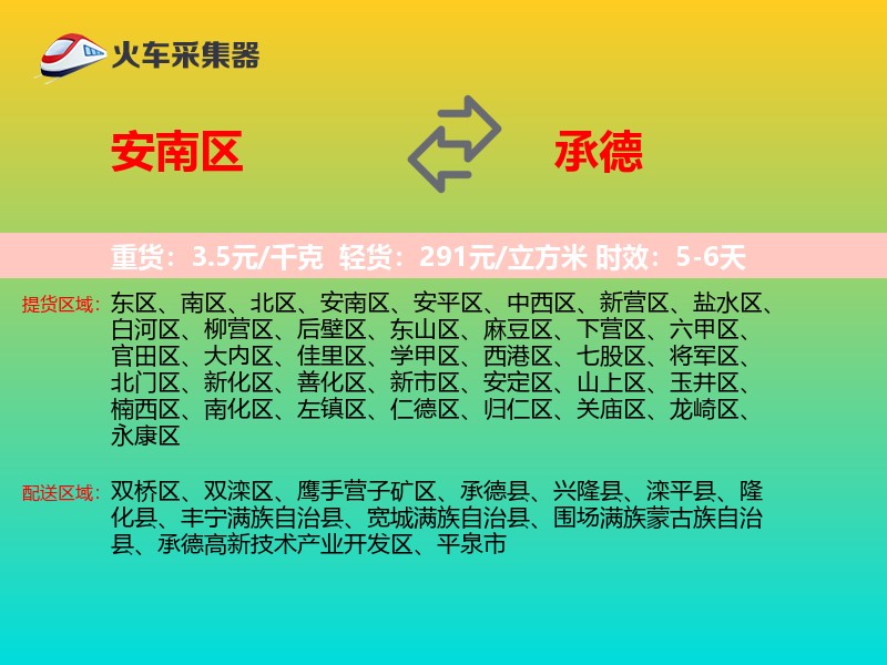 安南区到承德物流专线