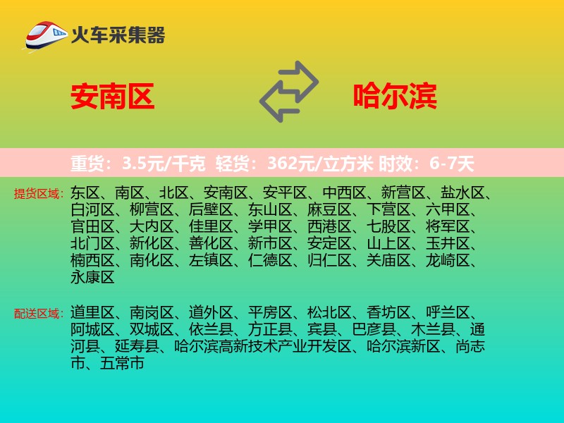 安南区到哈尔滨物流专线