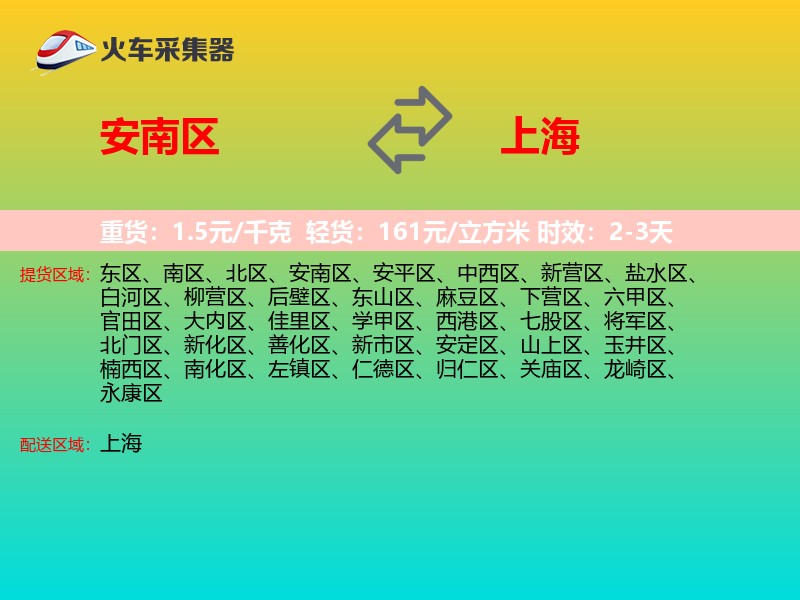 安南区到上海物流专线