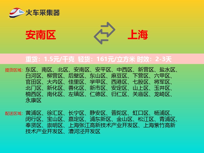 安南区到上海物流专线