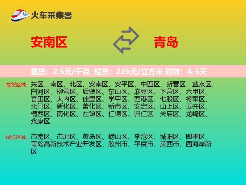安南区到青岛物流专线