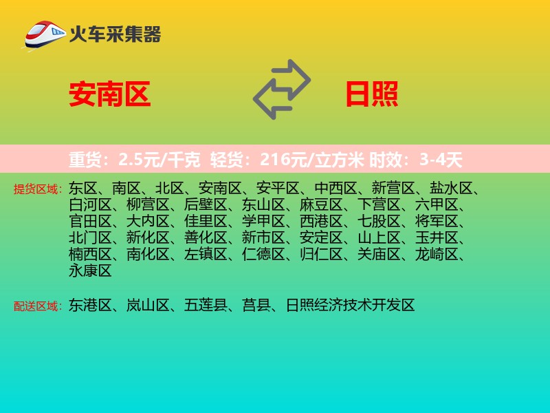 安南区到日照物流专线