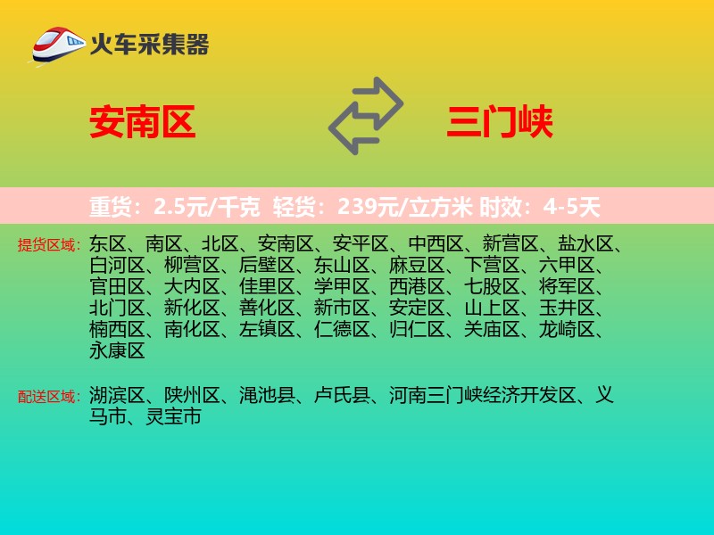 安南区到三门峡物流专线