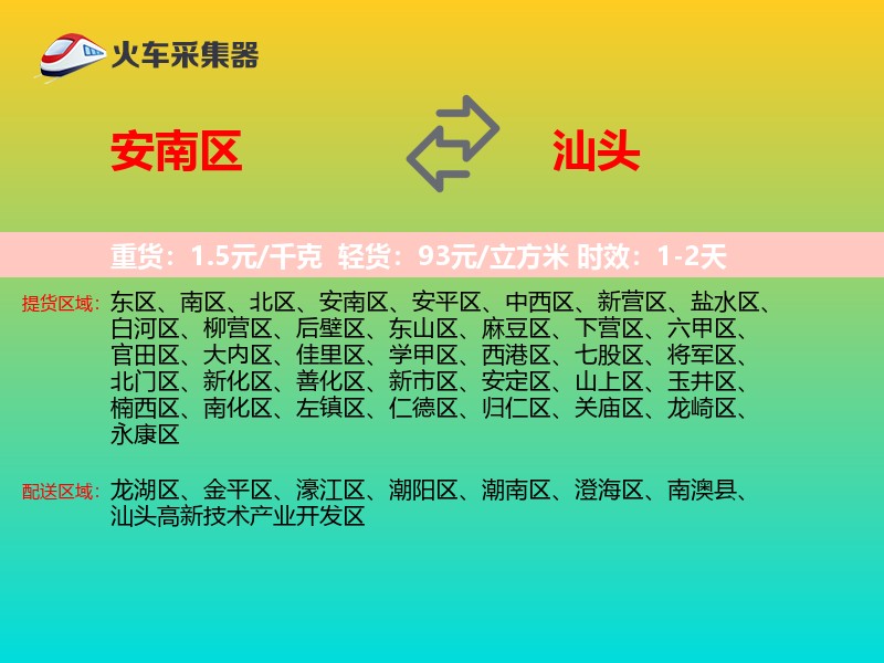 安南区到汕头物流专线