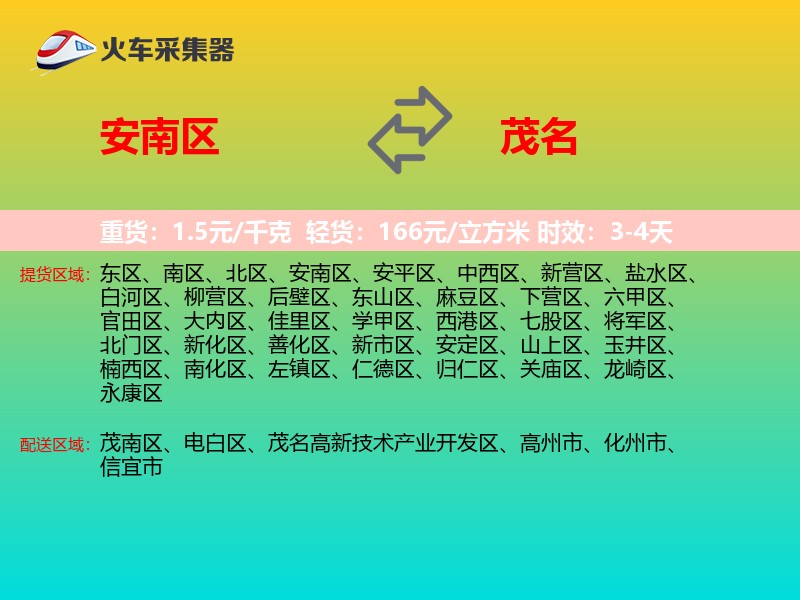 安南区到茂名物流专线