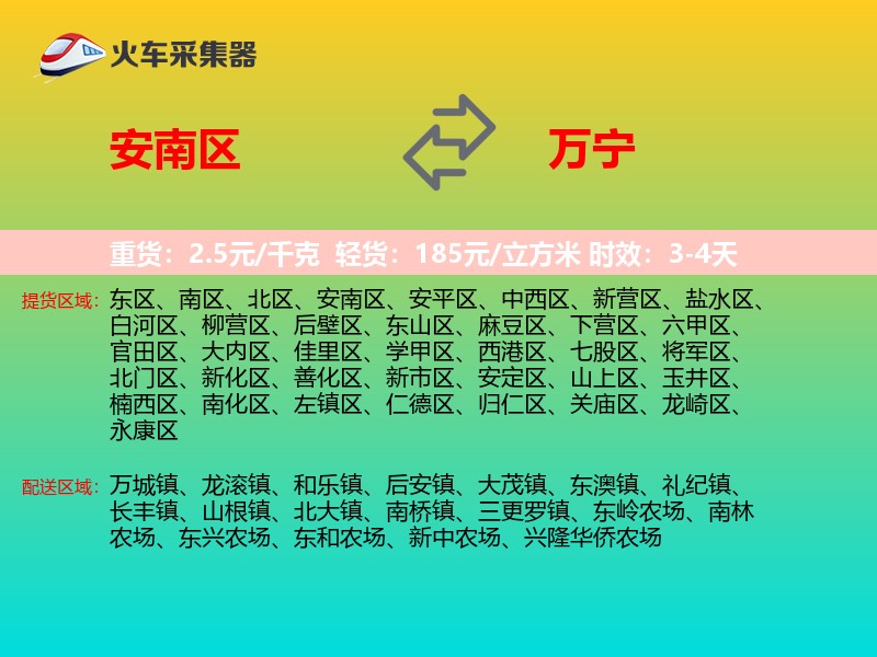 安南区到万宁物流专线