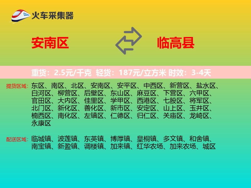安南区到临高县物流专线