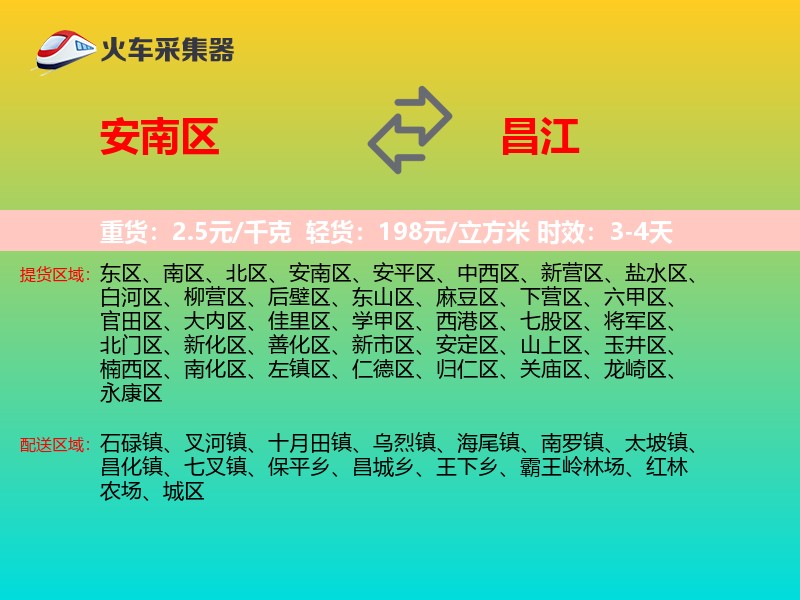 安南区到昌江物流专线