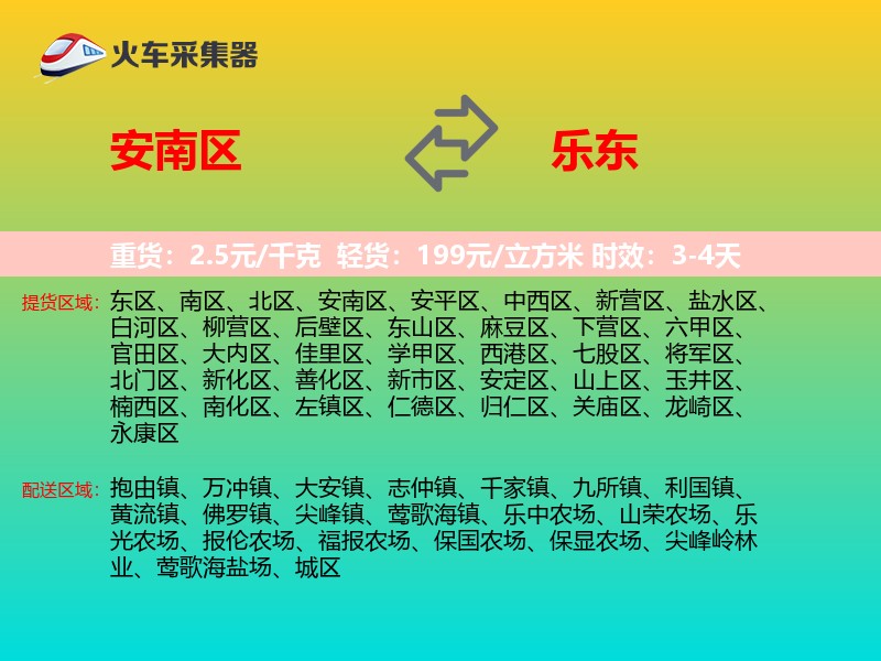 安南区到乐东物流专线