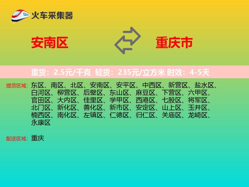 安南区到重庆市物流专线