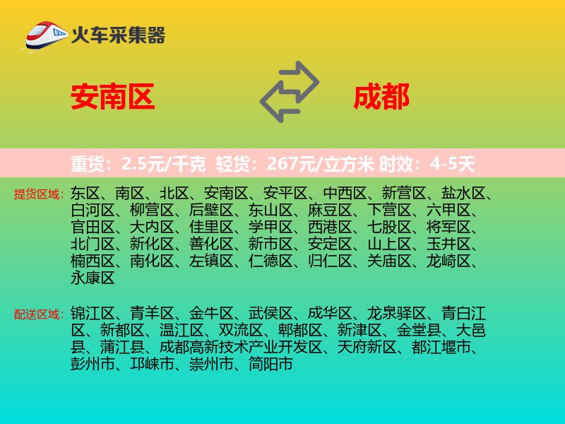 安南区到成都物流专线