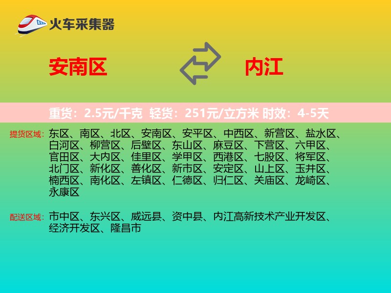 安南区到内江物流专线