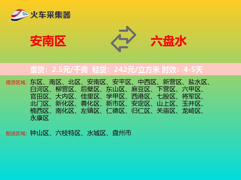 安南区到六盘水物流专线