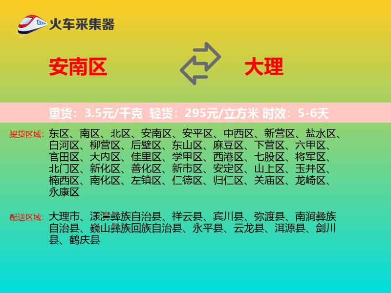 安南区到大理物流专线