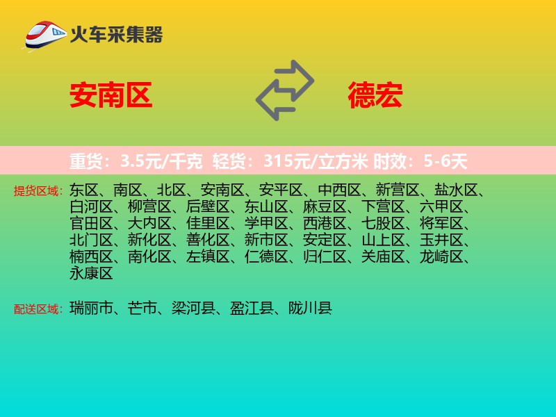 安南区到德宏物流专线