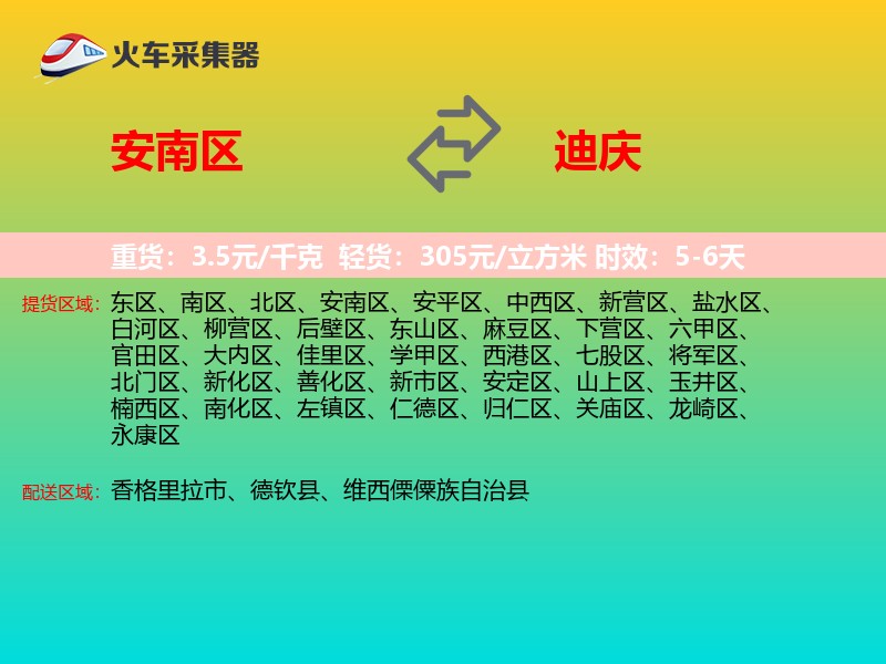 安南区到迪庆物流专线