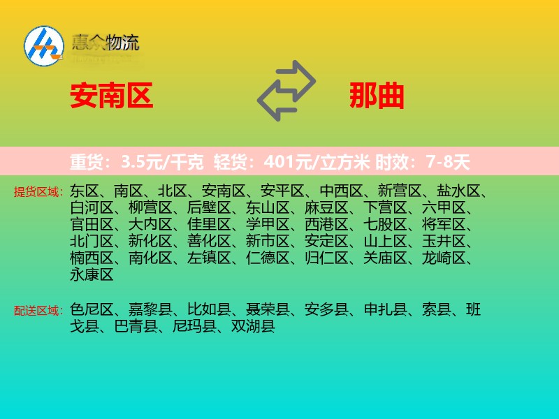 安南区到那曲物流专线