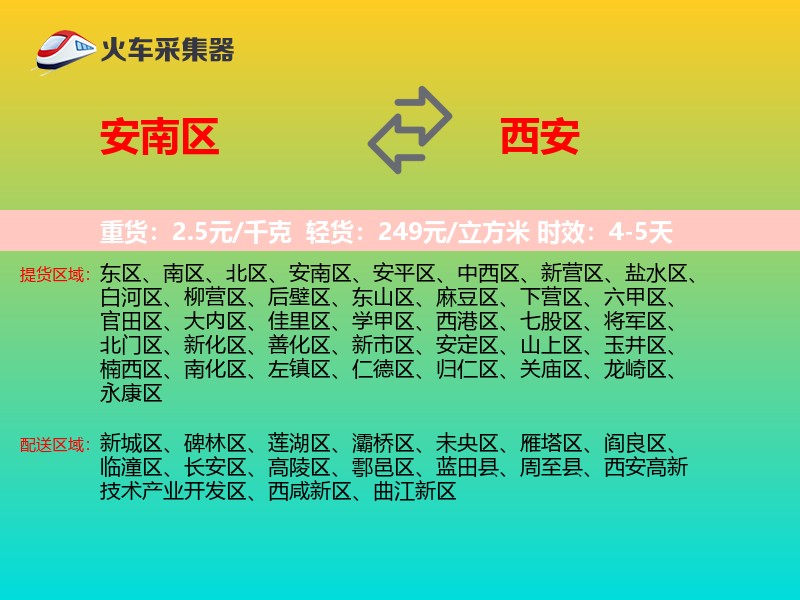 安南区到西安物流专线