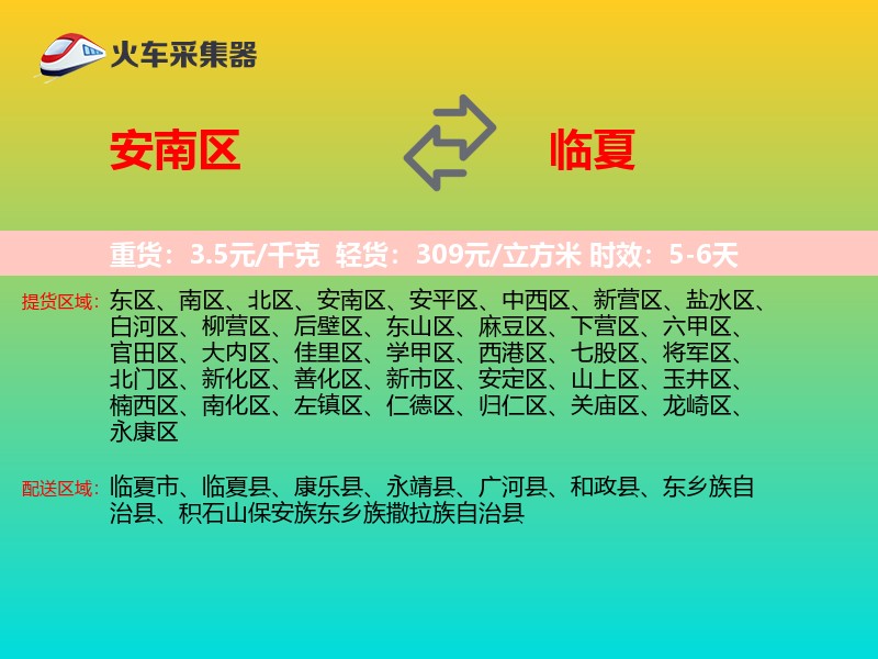 安南区到临夏物流专线