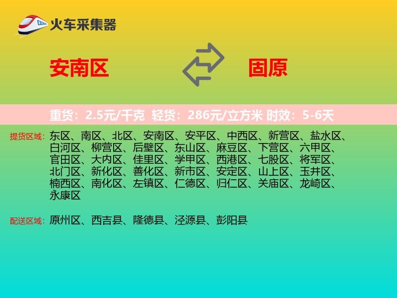 安南区到固原物流专线