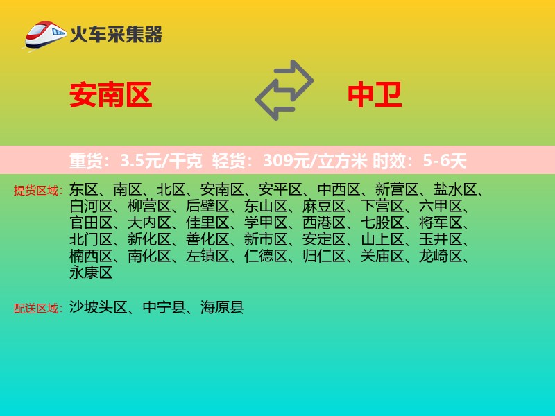 安南区到中卫物流专线