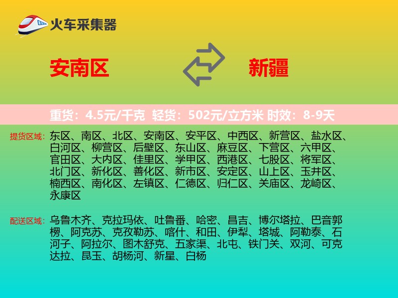 安南区到新疆物流专线