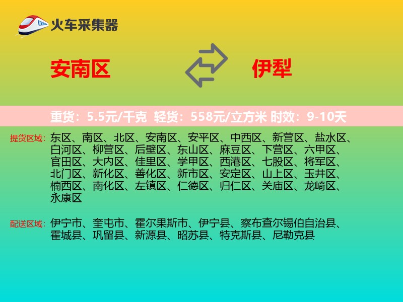 安南区到伊犁物流专线