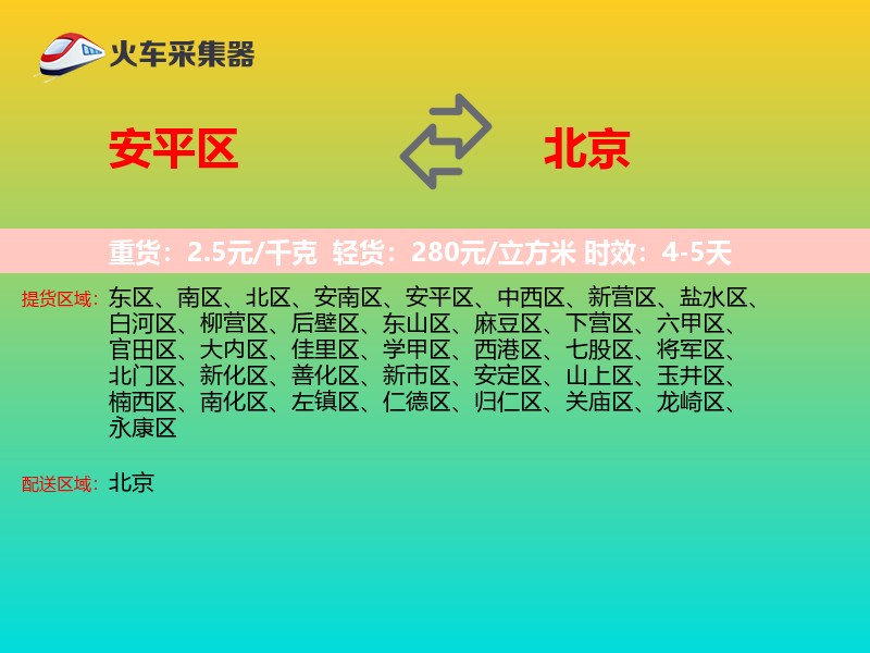 安平区到北京物流专线