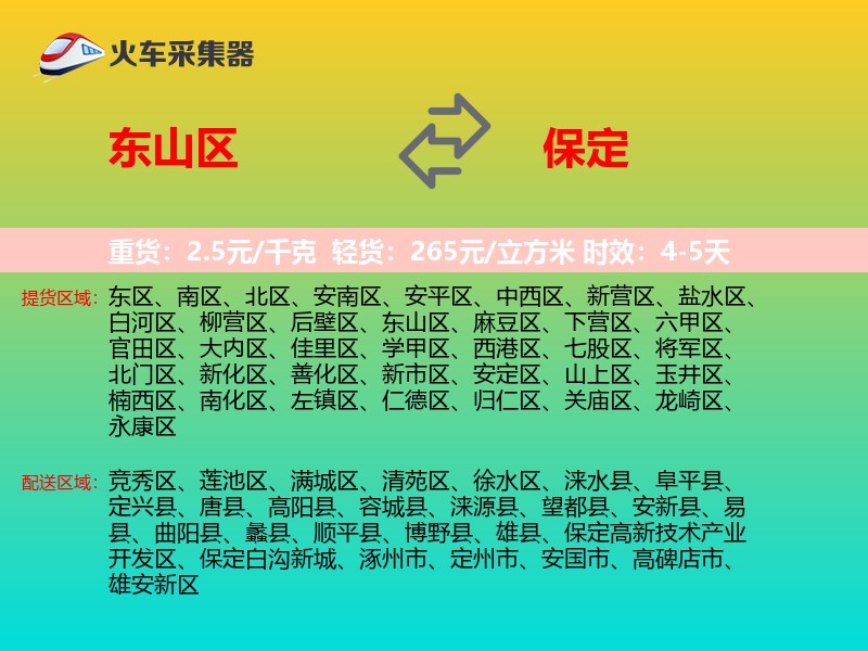 东山区到保定物流专线