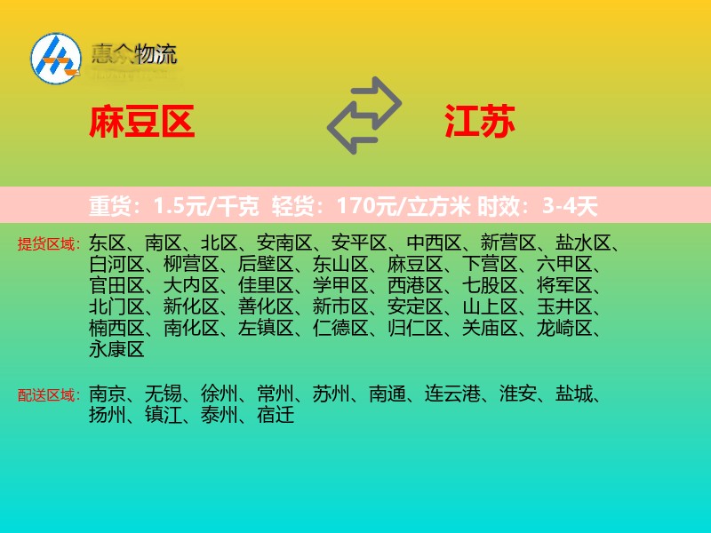 麻豆区到江苏长途搬家